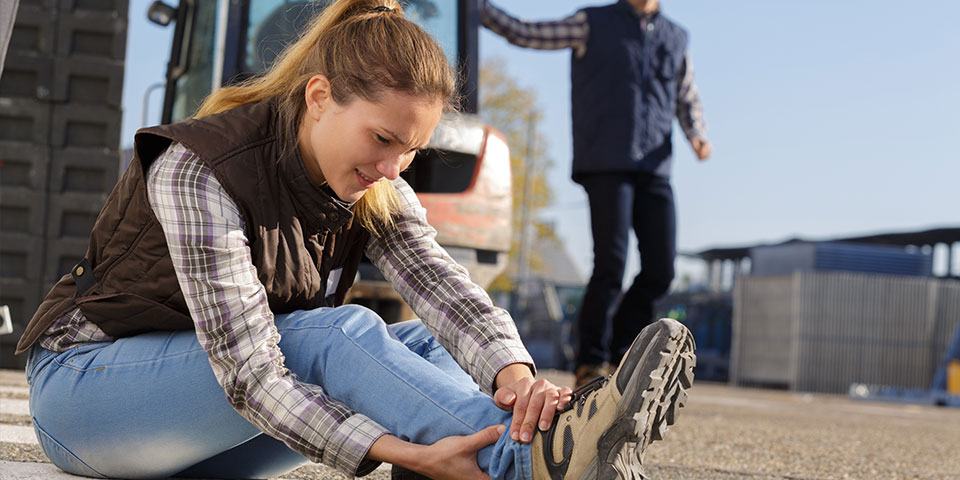 injured women at jobsite liability